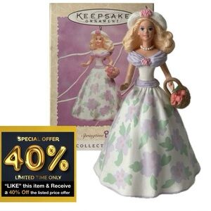 NWT Vintage EASTER Hallmark Springtime Barbie Ornament, 1st in Series